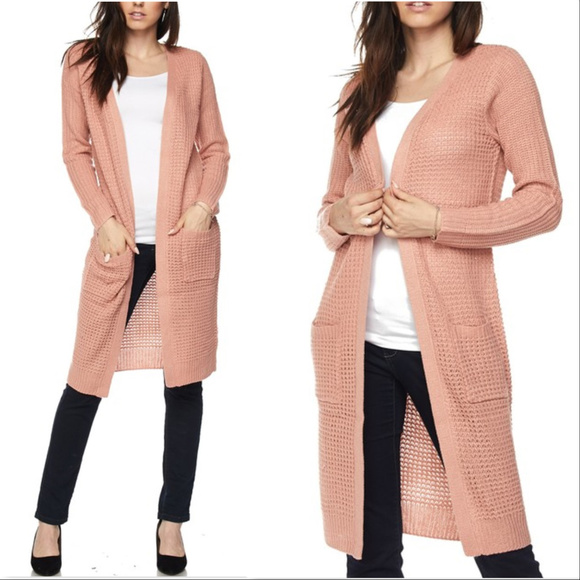 BLUSH WAFFLE KNIT CARDIGIAN - Picture 2 of 3